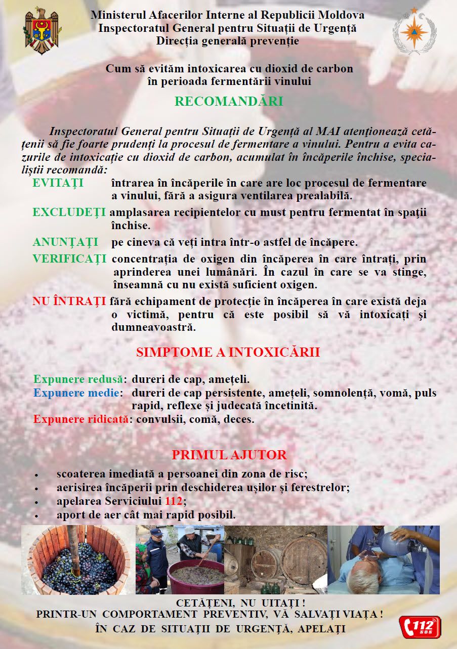 Recomandări de evitare a intoxicației cu dioxid de carbon în perioada fermentării vinului